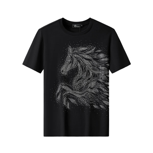 TSR616-Sovereign Stallion Crystal Tee-BLACK/SILVER