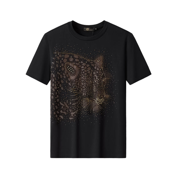 TSR617-Nocturne Panther Crystal Tee-BLACK/GOLD