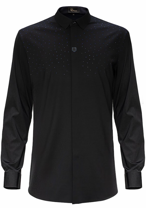 Thrill Seeker LS BUTTON DOWN DRESS SHIRT-BLACK/ROYAL