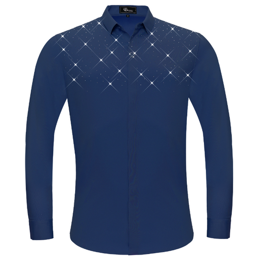 Thrill Seeker LS BUTTON DOWN DRESS SHIRT-DARK BLUE