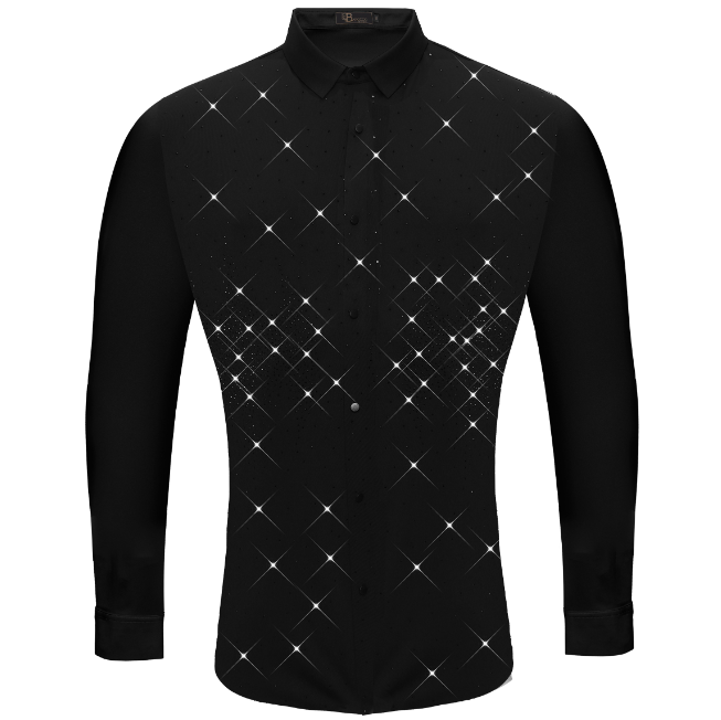 Camisa elegante y deslumbrante con botones - NEGRO/NEGRO