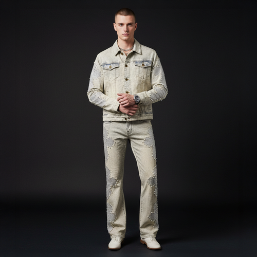 Sanctum Cross Denim Jacket + Pants SET – Century Penthouse - TAN