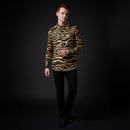 Golden Mirage Stitchless LS Shirt-BLACK/BROWN