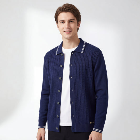 Cárdigan de punto trenzado Marquee LS-NAVY