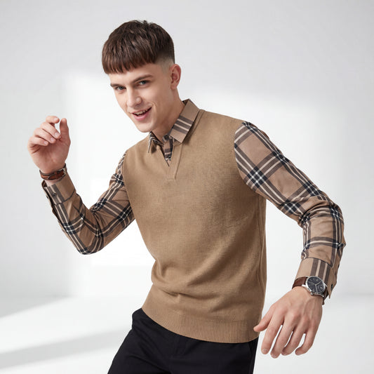 Hybrid Knit LS Shirt-KHAKI