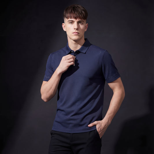 Ornate Trim Polo-NAVY